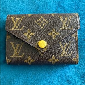 Brown & Yellow Designer-Inspired Monogram Wallet | Snap Closure | Compac